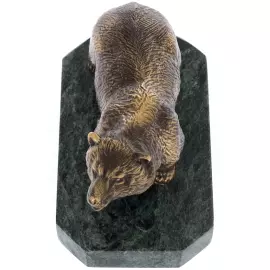 Статуэтка из бронзы "Медведь" змеевик