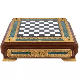 Шахматы из белого мрамора и малахита "Царские"