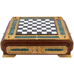 Chess made of white marble and malachite "Royal"