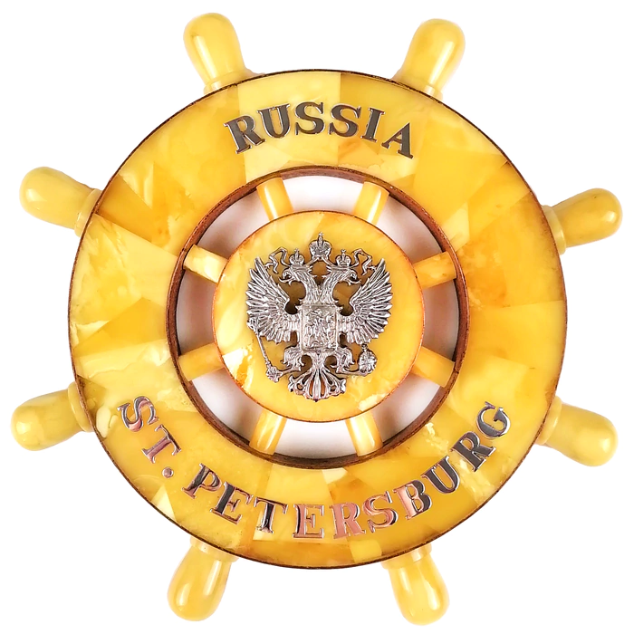 Panel souvenir made of amber "Steering Wheel of St. Petersburg"