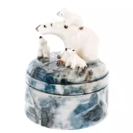 Шкатулка из фарфора "Белые медведи"
