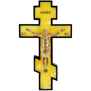 Cross made of amber and mahogany "Crucifixion" in a gift box