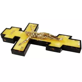 Cross made of amber and mahogany "Crucifixion" in a gift box