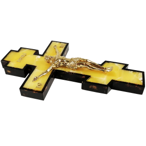 Cross made of amber and mahogany "Crucifixion" in a gift box