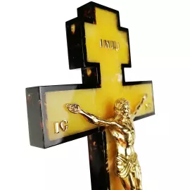 Cross made of amber and mahogany "Crucifixion" in a gift box