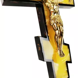 Cross made of amber and mahogany "Crucifixion" in a gift box