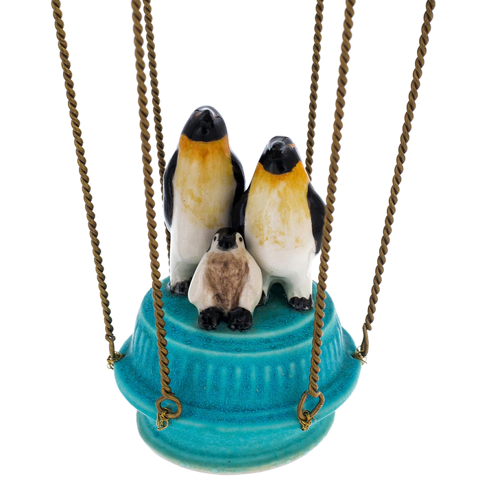 Balloon made of porcelain "Penguins" turquoise