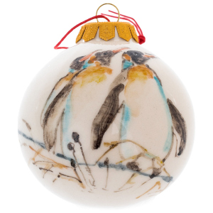 Christmas ball made of porcelain "Arctic Circle: penguins"