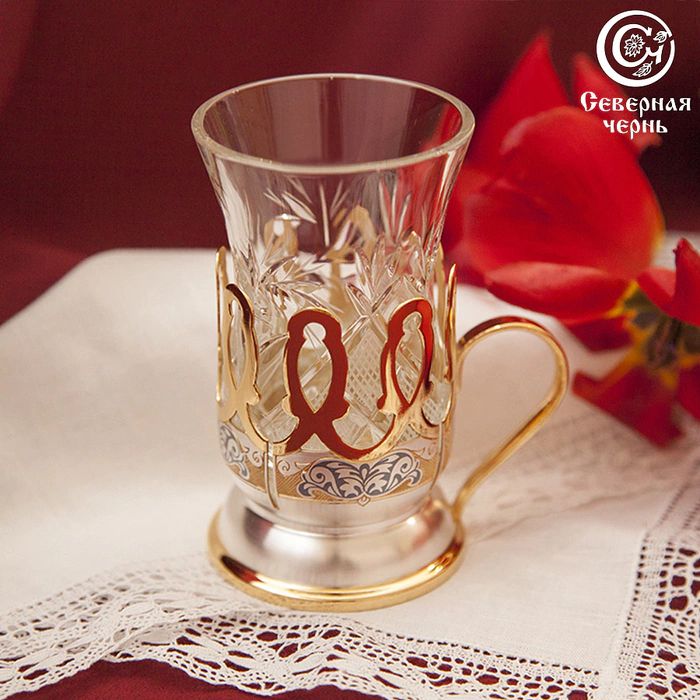 Silver cup holder for armud "The Sun of the East"