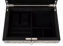 Шкатулка для часов "Александр" из клена "птичий глаз" и янтаря, графит