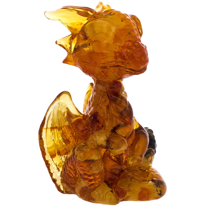 Amber sculpture "Dragon sitting", light