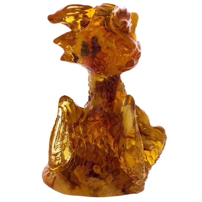 Amber sculpture "Dragon sitting", light