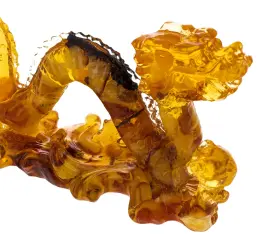 Скульптура из янтаря "Дракон с шаром", светлый