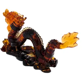 Скульптура из янтаря "Дракон с шаром", темный
