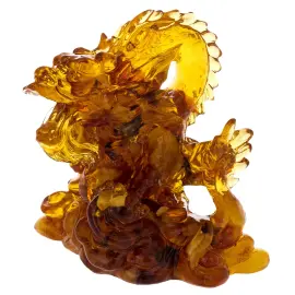 Скульптура из янтаря "Драконий рык", светлый