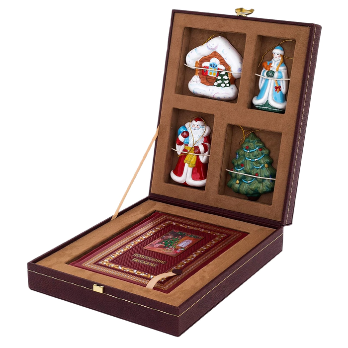 Gift set "New Year's stories" with a book and majolica 4th toys