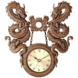 Wall clock made of beech "Dragon"