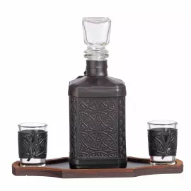 Графин в кожаном переплете "Страховщику-2" с сублимированной накладкой