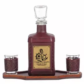 Графин в кожаном переплете "Моряку-1" с сублимированной накладкой