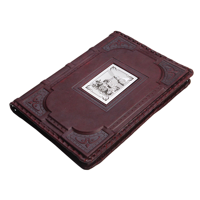 A5 leather-bound diary "Railwayman-1" with a nickel-plated cover