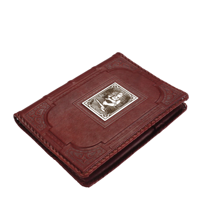 A5b leather-bound diary "To the Builder-4" with a nickel-plated cover