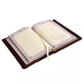 A5b leather-bound diary "Metallurg-1" with a nickel-plated cover
