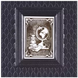 Ежедневник А5 в кожаном переплете "Учителю-5" с накладкой покрытой никелем