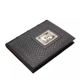 Ежедневник А5 в кожаном переплете "Учителю-5" с накладкой покрытой никелем