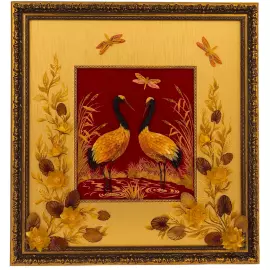 Картина из янтаря "Журавли"