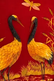 Картина из янтаря "Журавли"