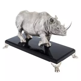 Скульптура "Носорог" с обсидианом