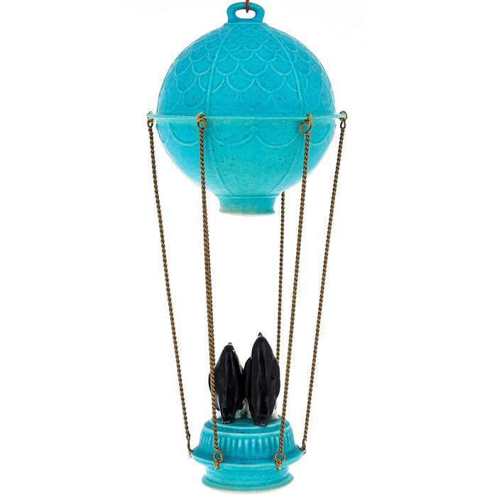 Balloon made of porcelain "Penguins" turquoise