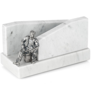 Napkin holder made of marble with silver "Ice fishing"