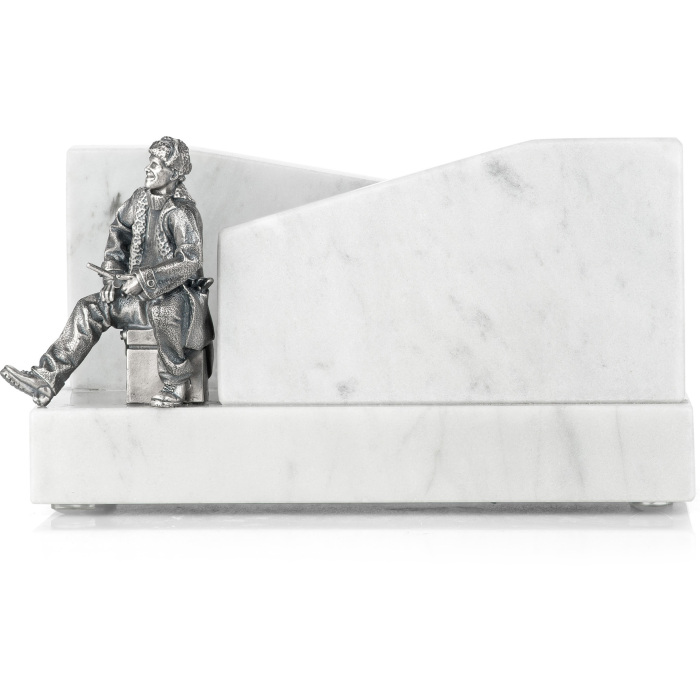 Napkin holder made of marble with silver "Ice fishing"