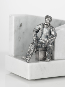 Napkin holder made of marble with silver "Ice fishing"