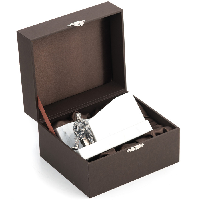 Napkin holder made of marble with silver "Ice fishing"