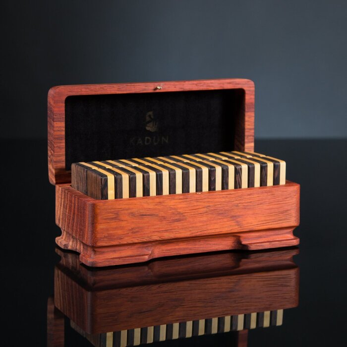 Dominoes made of paducah, wenge and ironwood