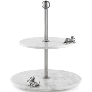Marble slide "Mouse feast" with silver, small