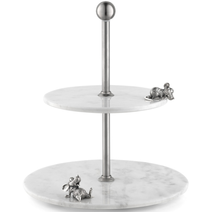 Marble slide "Mouse feast" with silver, small