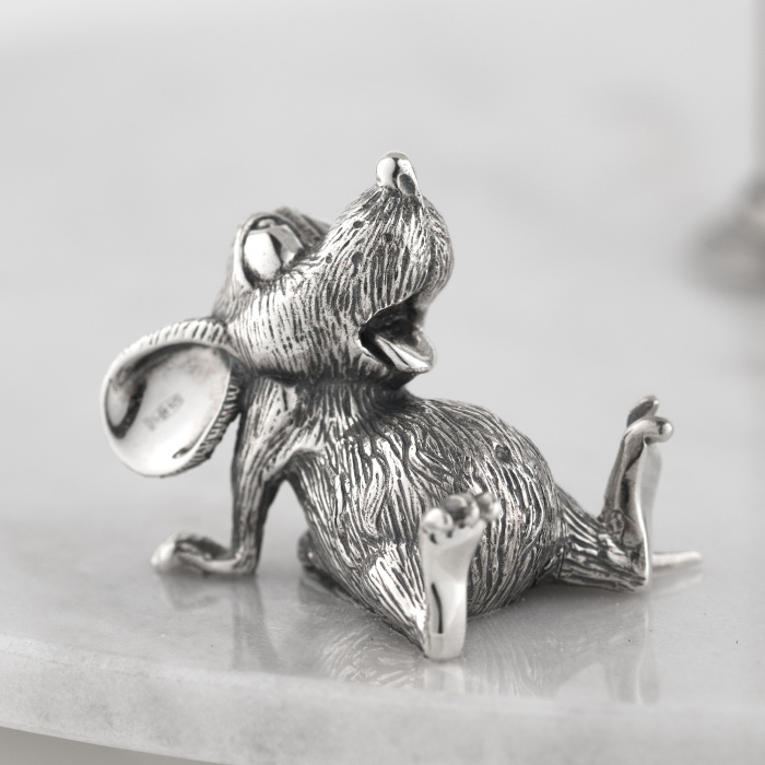 Marble slide "Mouse feast" with silver, small