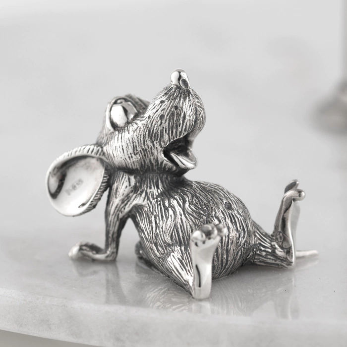 Marble slide "Mouse feast" with silver, small