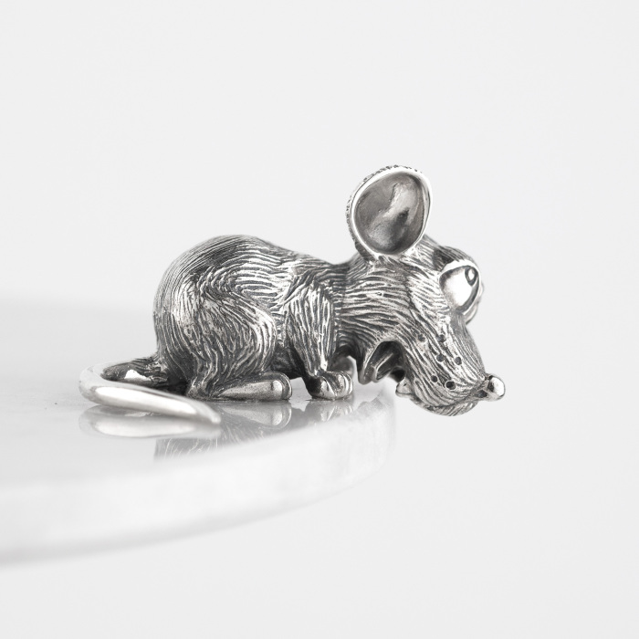 Marble slide "Mouse feast" with silver, small