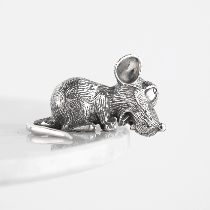 Marble slide "Mouse feast" with silver, small