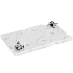 Set for cheese "Mouse feast" made of marble, with silver