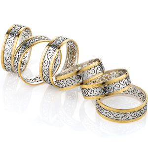 Set of napkin rings "Rus Bylinnaya" made of silver