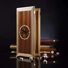 Нарды из полевого дуба "Лев" светлый корпус