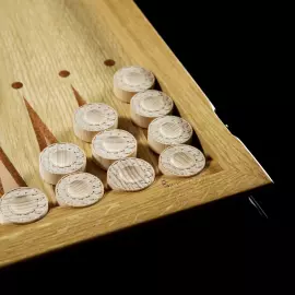 Нарды из полевого дуба "Лев" светлый корпус