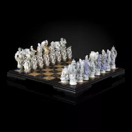 Шахматы из дерева и фарфора "Швейцарский поход Суворова" белые