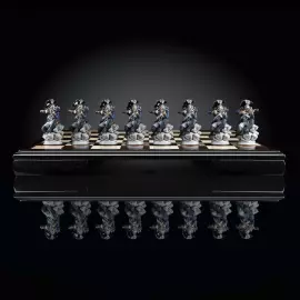Шахматы из венге и фарфора "Швейцарский поход Суворова" с золочением и серебрением