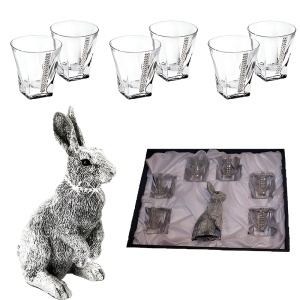 A set for vodka "Cone" for 6 people, a statuette "Rabbit"